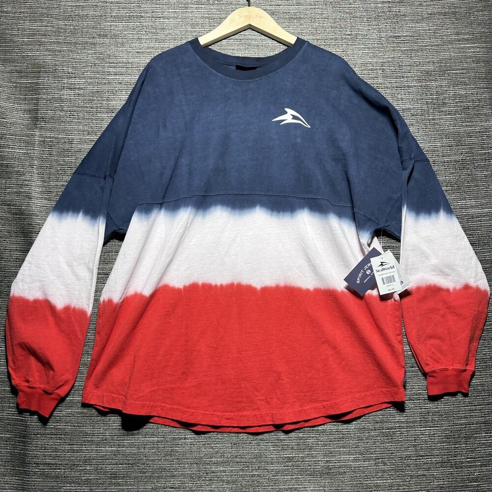 Spirit Jersey Sea World Shirt Adult XL Red White Blue USA LS Americana RARE